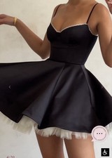 House of CB Black Velour Tulle Mini Moiselle Beautiful Luxury Dress size XS long