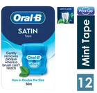 12 x Oral B Satin Tape Mint 50m | Mint Dental Tape | Comfort Grip