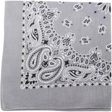 Trainmen Paisley Bandanas Do-rag Cotton Head Rags 22" x 22" 12 Pack Light Grey 