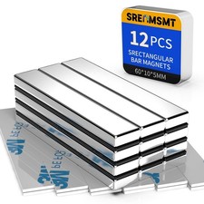 Powerful Neodymium Bar Magnets, 12 Pack Rare Earth Heavy 60x10x5mm