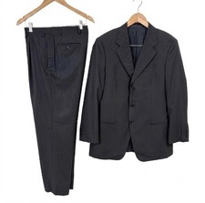 Giorgio Armani Collezioni Wool Striped Suit Set Black Italy 50 R