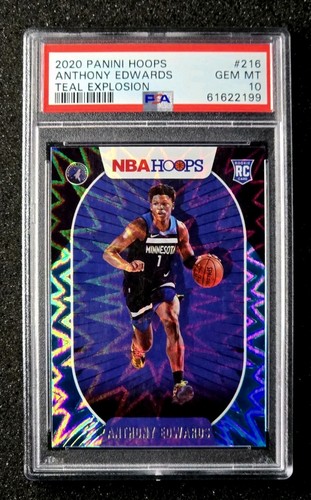 2020-21 Panini Hoops Anthony Edwards RC Teal Explosion #216 Timberwolves PSA 10