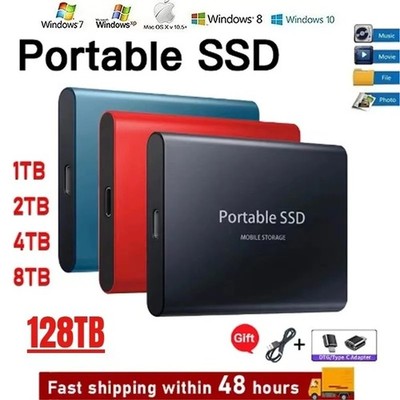Portable External SSD USB 3.1 Type-C High Speed Solid State Drive PC Mac