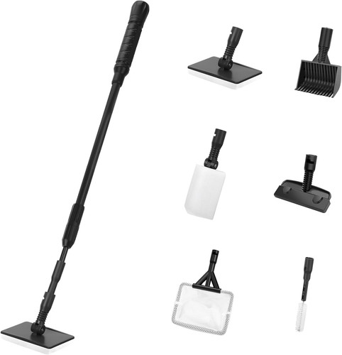6 in 1 Fish Tank Cleaning Tools, Aquarium Cleaner Set with Handle, Algae Scraper