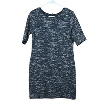 Ann Taylor Women's Gray Knit Short Sleeve Shift Dress Round Neck Stretch Sz 6