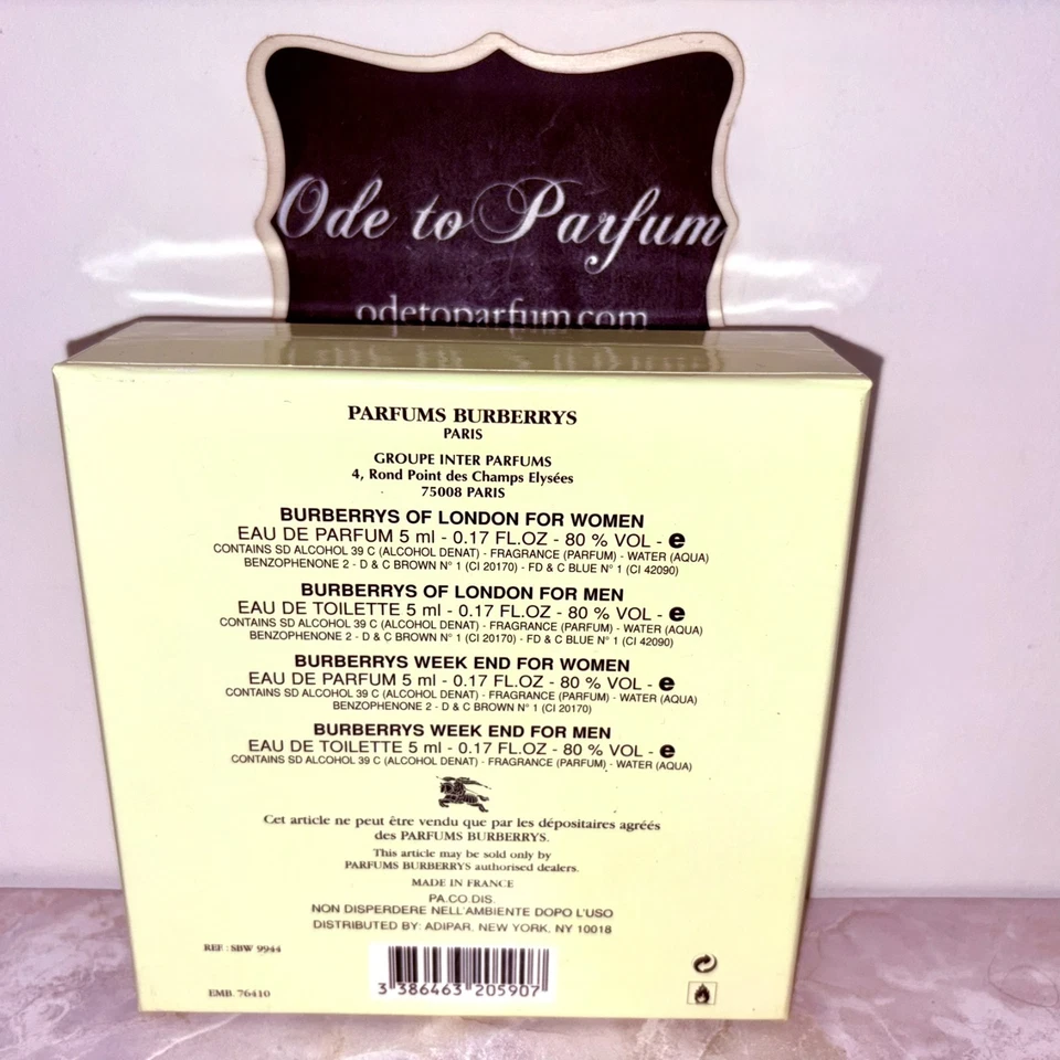 Juego de fragancias Burberrys of London 1997 vintage hombres mujeres fin de semana EDP EDT ¡4 piezas! Foto 3 de 4