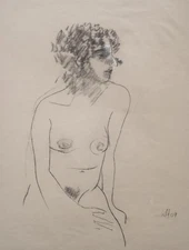 Wulfried Hengstenberg female nude sitting contemporary unique drawing 2009