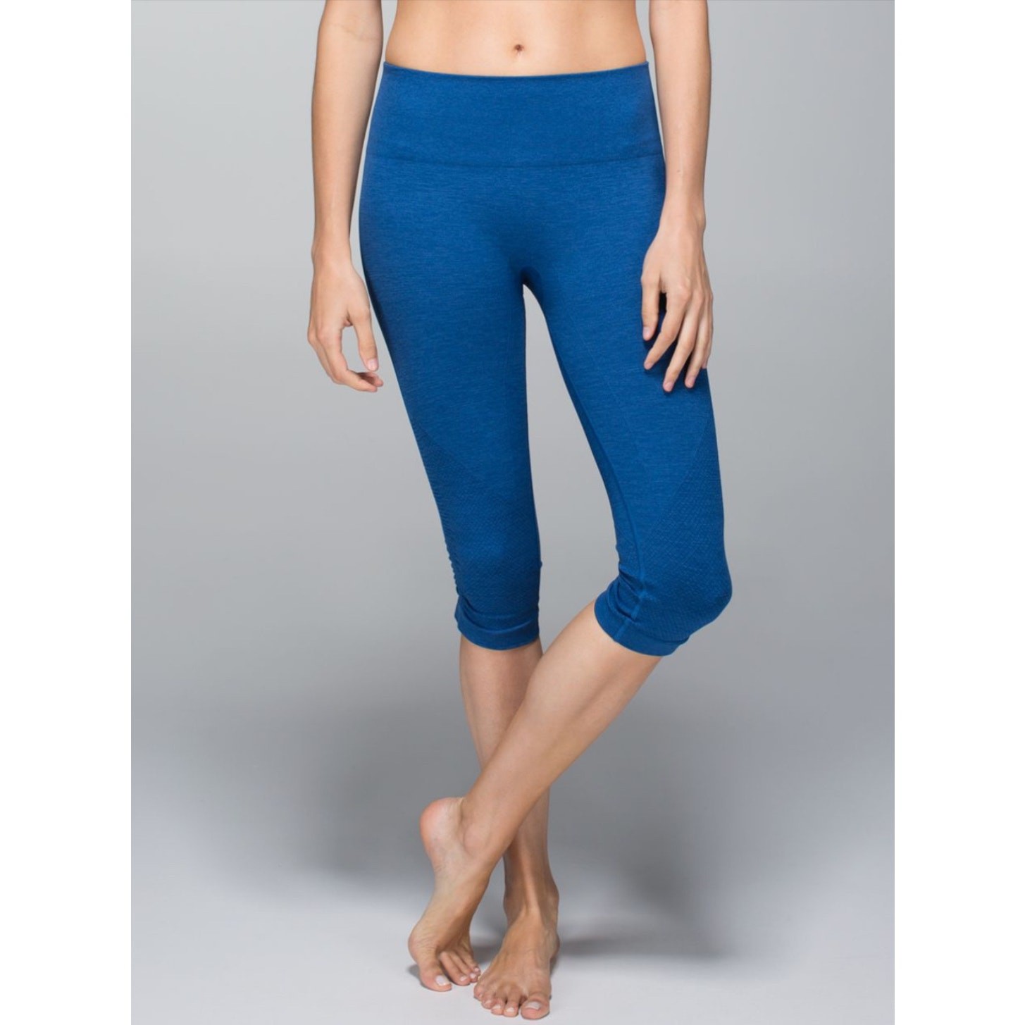 Lululemon In the Flow Crop II Heathered Rugged Royal Blue Women Size 4 Leggings