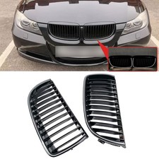 Nieren Grill K�hlergrill Einzelsteg Glanz Schwarz mit LED F�r BMW E90 E91 05-08