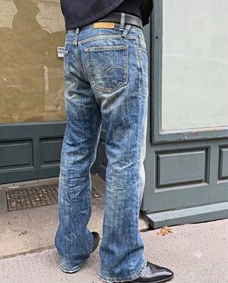 G-Star Herren Jeans Denim blau gerade mittlere Waschung Five-Pocket Gr.36 L32
