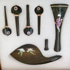 Beautiful 4/4 Violin Accessories Pegs Tailpiece Chinrest Inlay Abalone, Ebony