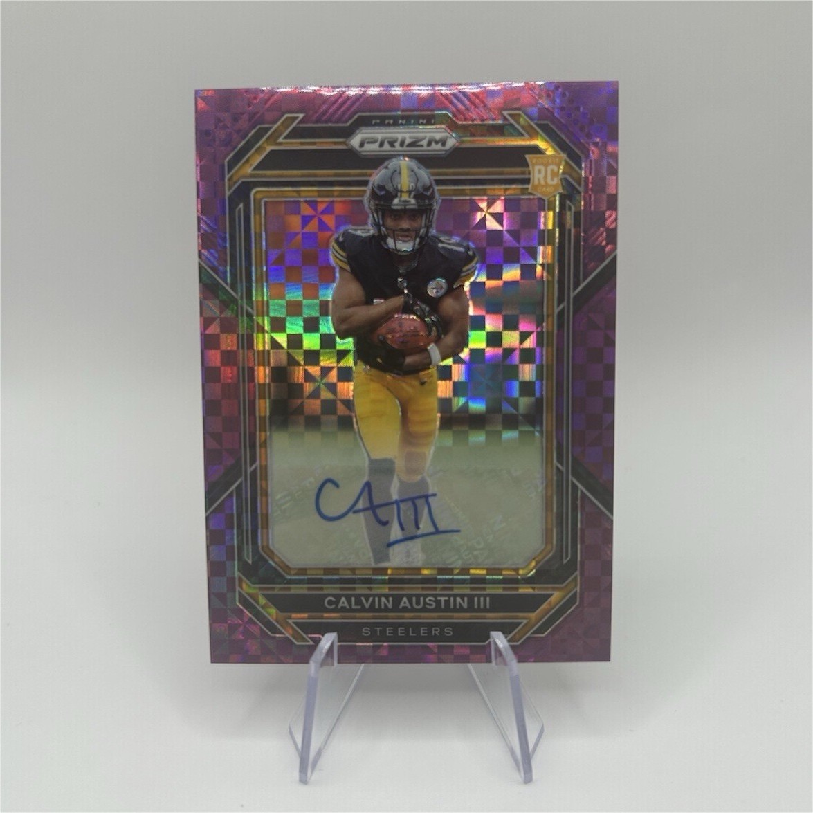 Calvin Austin Panini Prizm #338 Autograph-Purple Power