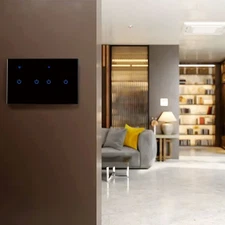 Black Smart Home Touch Switch Voice & Remote Control Easy Installation