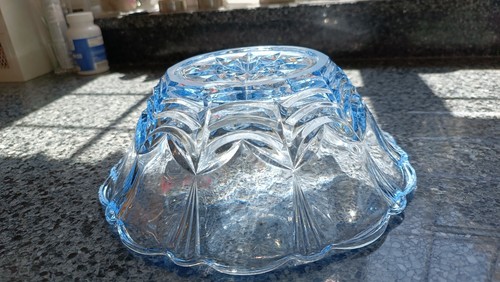 Art Deco Blue Glass Fruit Bowl Czechoslovakia Bohemia - Bild 5 von 6