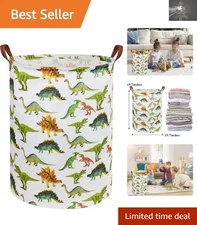 Dinosaur Kids Laundry Hamper - Fun & Functional Toy Storage Basket 19.7" Tall