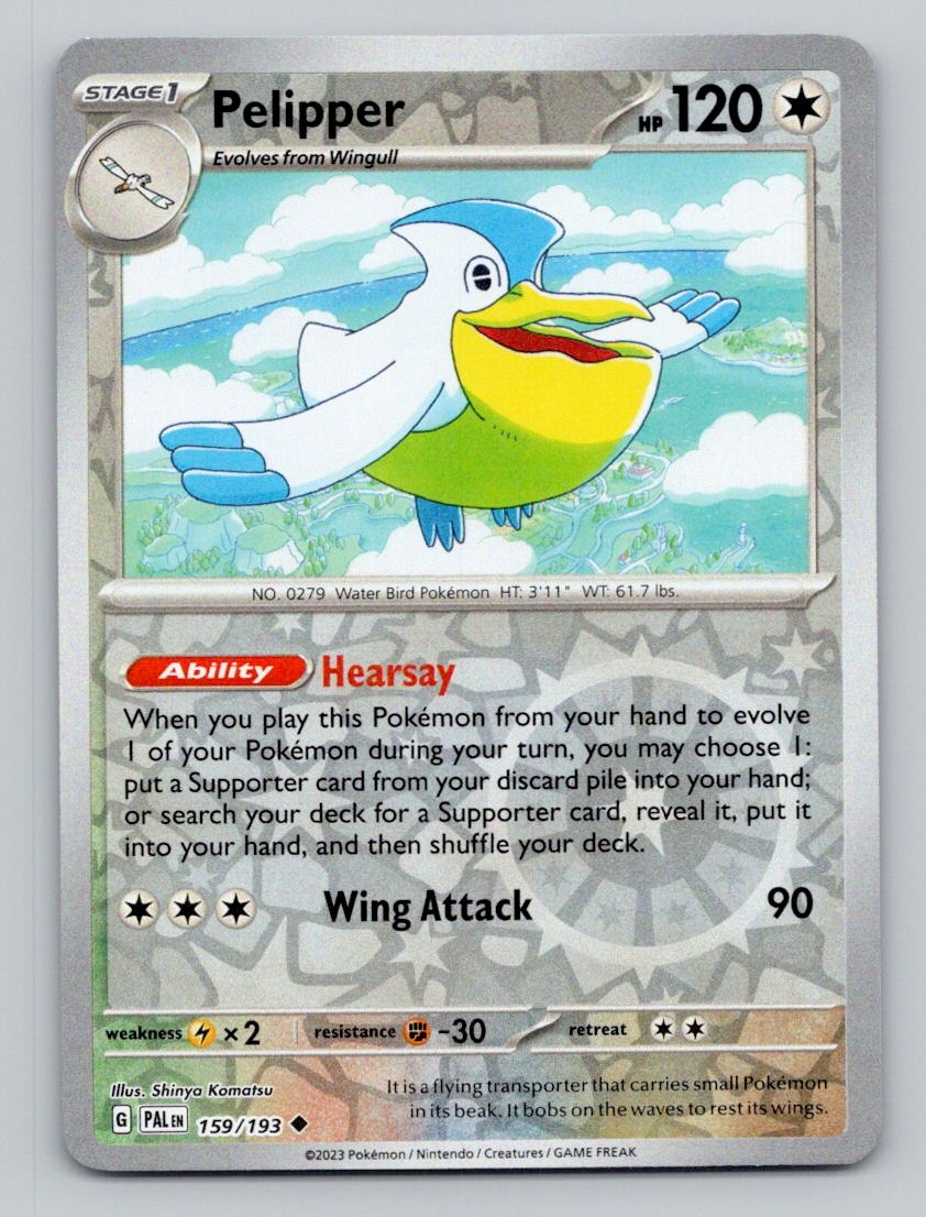 Pelipper 159/193 Uncommon Paldea Evolved Pokemon Reverse Holo Near Mint