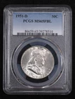 1951 D Half Dollars Franklin PCGS MS-65 FBL