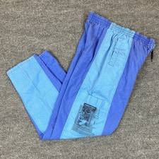 Vintage 80s 90s Parachute Baggy Neon Pants Good Elastic Band Men L Hawaii Blue
