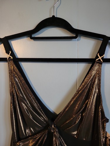 New Womens Rampage Black Gold Evening Dress L Prom Wedding Event Party - Picture 4 of 5
