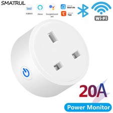 20A Smart Socket WiFi UK Plug Adapter Home Alexa Voice Control Energy monitoring