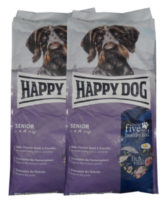 2x12kg Happy Dog Fit & Vital Senior .  Hochwertiges Futter für ältere Hunde