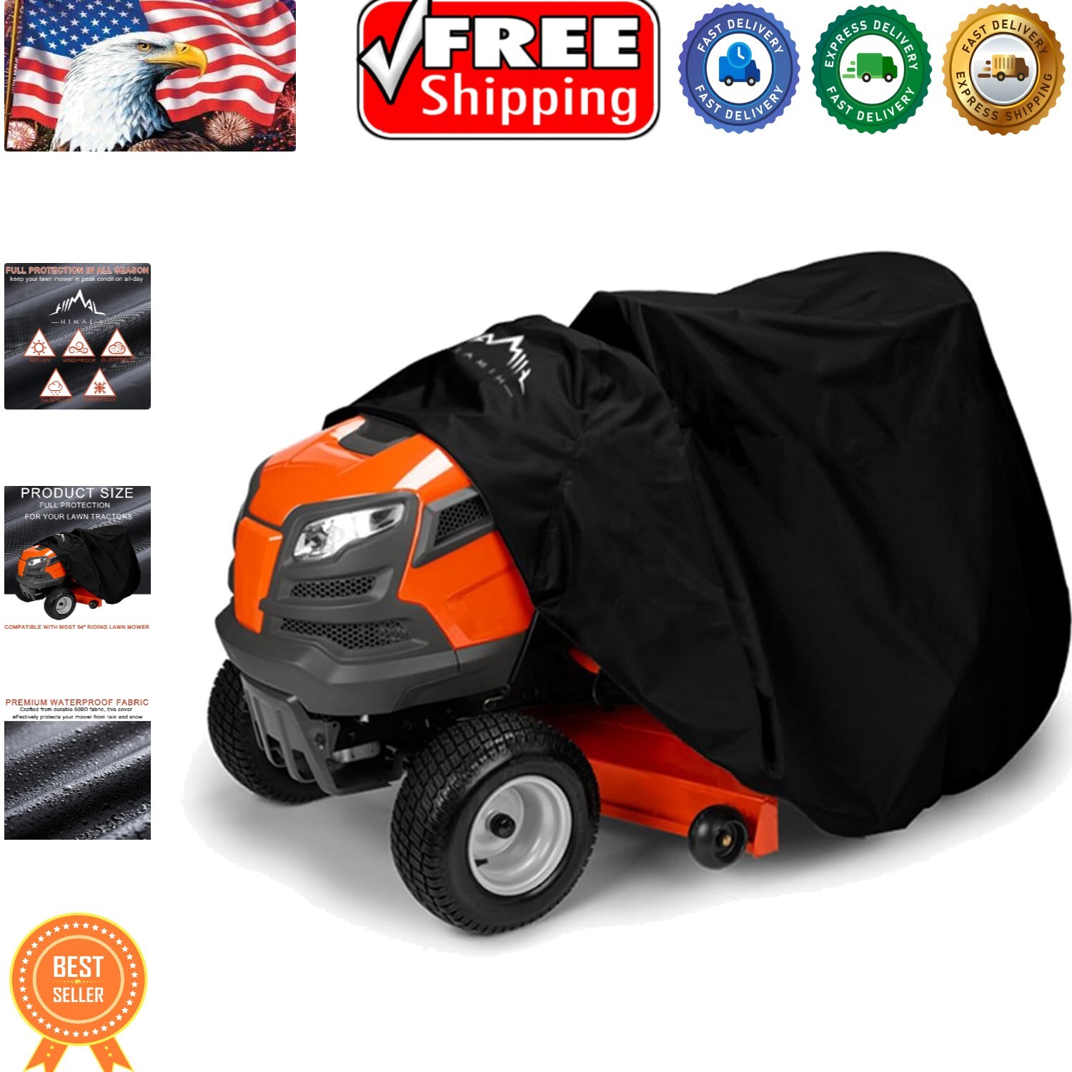 Weather-Resistant Lawn Mower Cover - Fits Popular Brands, Drawstring Closure