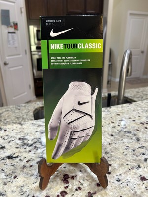 Nike Tour Classic Leather Golf Glove Women's Large Left Hand White Black - NEW