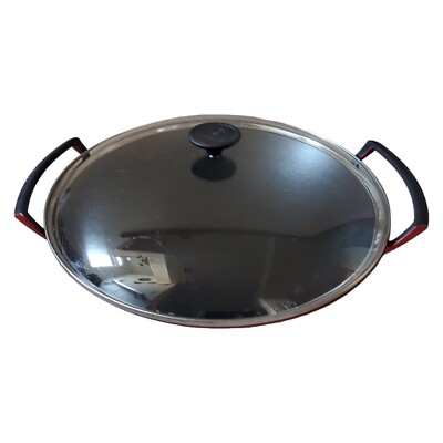 Le Creuset Cast Iron Wok with Glass Lid 36 Volcanic Orange 4.5L