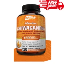 NutriFlair Ashwagandha Root Capsules, Organic 1600mg Supports Overall Health USA