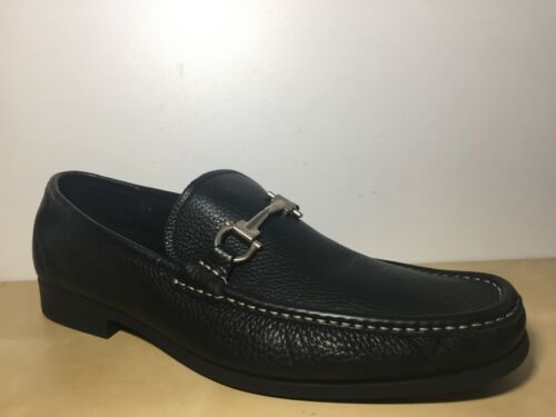  Salvatore Ferragamo Grandioso Black Leather Gancini Loafer Dress Shoe 9 EE - Afbeelding 1 van 8