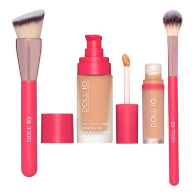 Doll 10 Mushroom Magic Foundation and Concealer 4-piece Collection ''Medium''