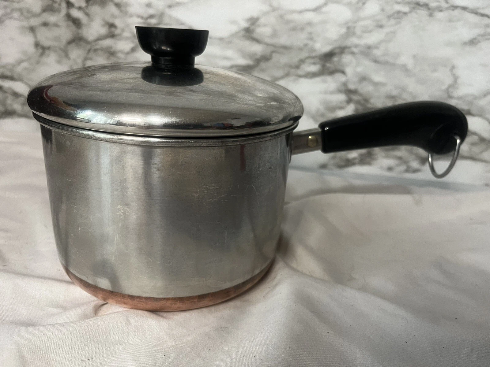 Revere Ware 2 QT Quart Sauce Pan Copper Clad Bottom With Lid Made In USA