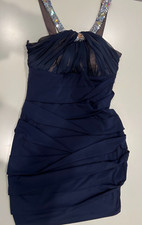 Juniors Navy Blue with Ruching Cocktail Dress Size Small