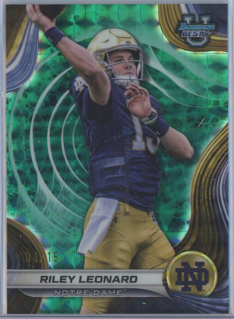 2024 Bowman's Best University Teal Refractor #29 Riley Leonard Notre Dame 04/15