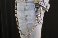 Men Rocker Silver Strong Metal Heavy Wallet Key Chain Jeans Skull Biker Trucker