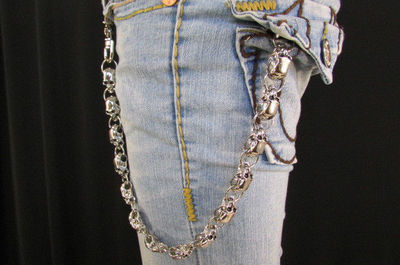Men Rocker Silver Strong Metal Heavy Wallet Key Chain Jeans Skull Biker Trucker