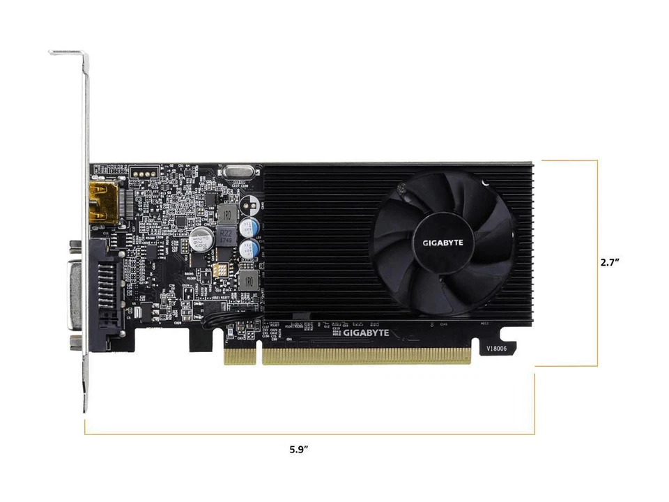 GIGABYTE GeForce GT 1030 Low Profile D4 2G DirectX 12 GV-N1030D4-2GL Video Card - Image 2 of 4