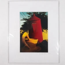 White Mat Photo Tea Cup & Coffee Pot Landscape Americana Ltd Signed Color Print