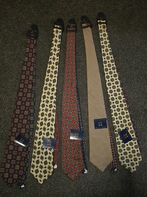 Lot 5 Vintage Tommy Hilfiger Mens Ties 100% Italian Silk Made USA New Old Stock 