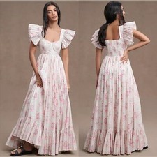 BHLDN Maison Amory French Chateau Floral Flutter-Sleeve Gown NWT Large