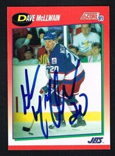 Dave McLlwain #233 signed autograph 1991-92 Score Hockey Canadian Release Card
