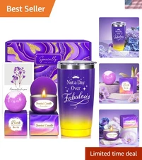 Elegant Lavender Spa Gift Basket with Candle & Bath Bomb - Perfect Women's Gift