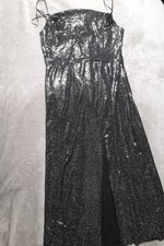 Zara Sequined Neckline High Slit Party Dress