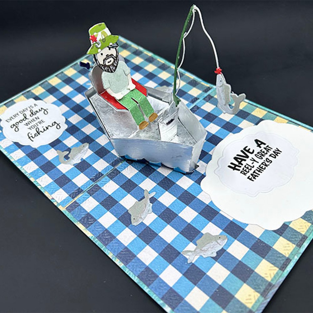3D Pop up Fishing Metal Cutting Dies Stencils DIY Scrapbooking Craft Card Making
