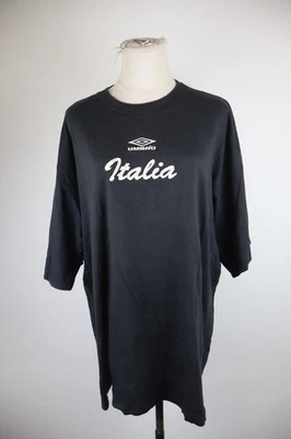 Umbro Italia T-Shirt Homme XL Coton Noir Vintage Casual Manches Courtes - Photo 1/4