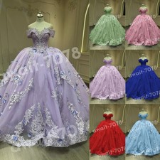 Princess Quinceanera Dresses 3D Flowers Off T...