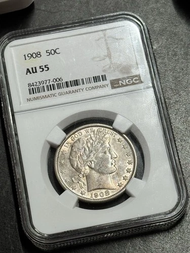1908 Barber Silver Half Dollar Graded NGC AU55 Stunning 50c Type Coin (Slab3550)