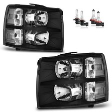 Headlight Assembly for 07-13 Silverado 1500 07-14 2500HD 3500 Pair w/Bulbs