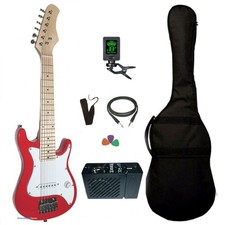 Chitarra Elettrica Bambini Junior Rosso Kit Set Amplificatore Custodia Accessori
