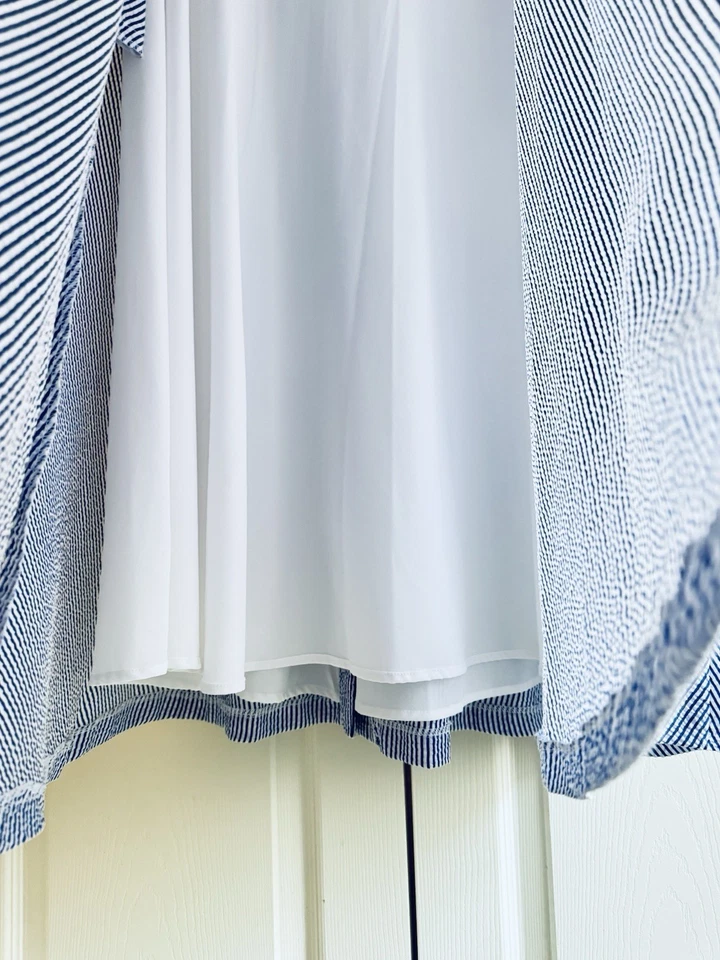 Antonio Melani Women's Dress Katie Tie 6 Collar Nautical Shirt Striped Blue - Image 3 of 4